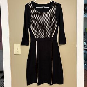 The Limited Women’s 3/4 Sleeve Black Beige Knit Sweater Dress Rayon Blend Medium